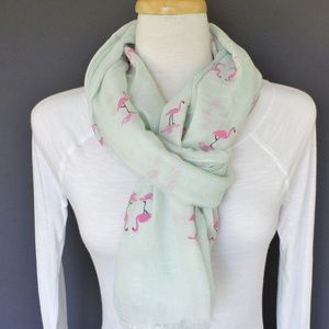pink flamingo scarf pale green gauzy lightweight
